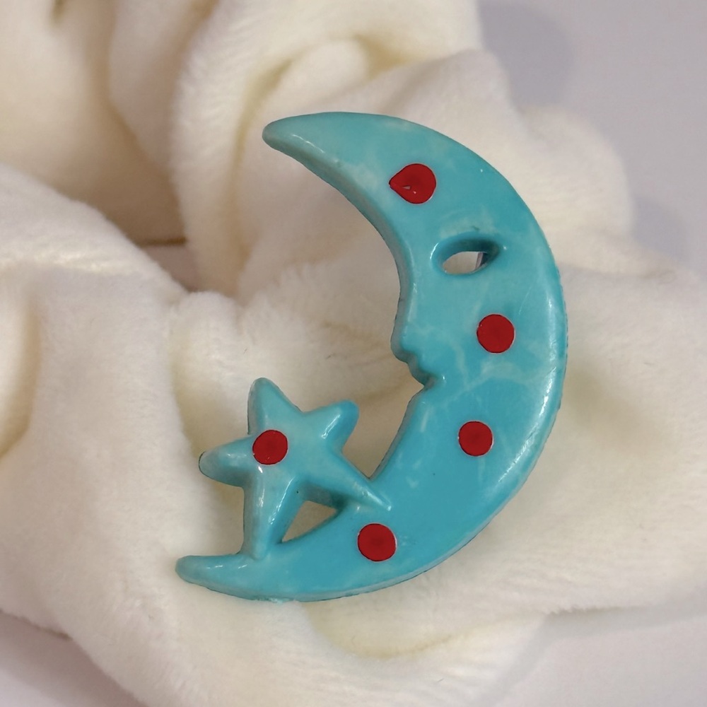 Vintage Turquoise Moon Star Brooch